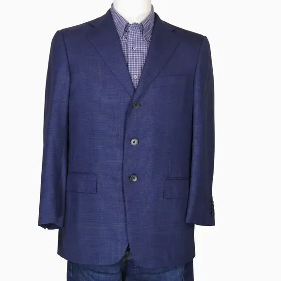 Ermenegildo Zegna Sport Coat Blazer Men 38S Blue Plaid Trofeo Wool 3-Button - Picture 11 of 12